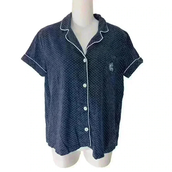LAUREN RALPH LAUREN Womens Printed Pajama Top Only,1-Piece Size:Medium, Blue Dot - Picture 2 of 9